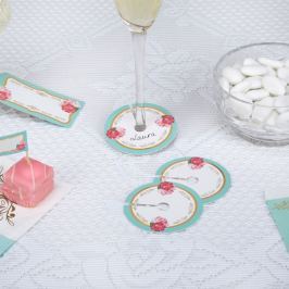 Set 10 suporturi pentru pahare cu etichete Neviti Eternal Rose