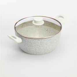 Oală cu mânere albe și capac Bisetti White, înălțime 11,4 cm