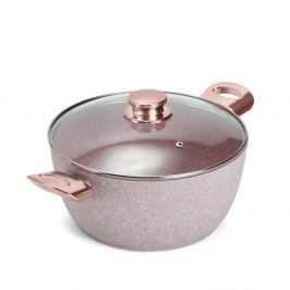 Oală cu mânere și capac Bisetti Stonerose Rose, înălțime 11,4 cm