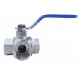 ROBINET DE TRECERE BIANCHI, ALAMA CROMATA, 3 CAI IN "T", SFERA SI MANETA PT APA, FI-FI 1 1/2"